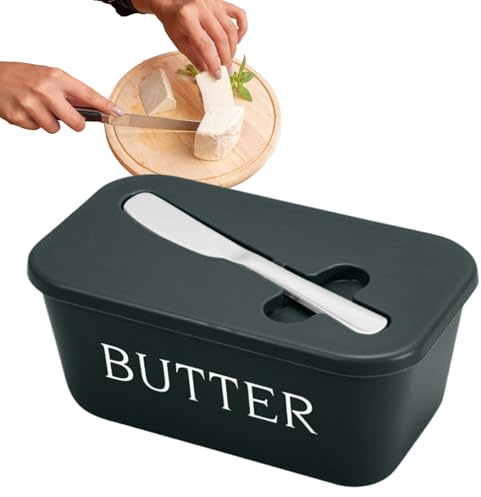 Mihauuke Boîte À Beurre Pour Comptoir De Cuisine | Plat à Beurre avec Couvercle | Avec Couteau et Conteneur à Fromage Hermétique pour Cuisine Service Camping Réfrigérateur Frigo Salle à Manger et