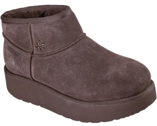 Skechers Keep Cozy Leather Women's Chocolate Winter Ankle Boots