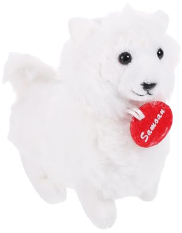 MOLUCKFU Porte-clés en Peluche Chien Samoyède 11 Cm pour Sac à Dos Et Sac à Main, Accessoire Décoratif Doux en Coton PP, Présent Suspendu pour Tout Âge,