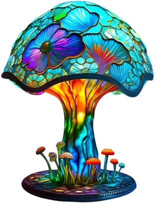 rongweiwang Bunte Pilz-Tischlampe, Kunstharz-Nachtlicht mit 7 Farben, warmes Licht, USB-DC5 V, Schreibtischdekoration, Geschenk für Schlafzimmer, Wohnzimmer, Garten (Typ A)