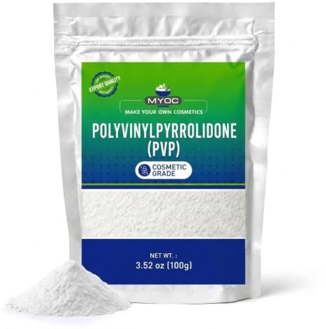 MYOC PVP K-30 Polyvinylpyrrolidone – 100g (3.5 oz) Cosmetic Grade Film Former for Hair Styling Gels, Serums & DIY Cosmetic Formulations