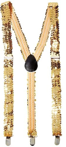 W WIDMANN MILANO Party Fashion - Hosenträger, mit Pailletten, größenverstellbar, Kostüm, Accessoire, Karneval