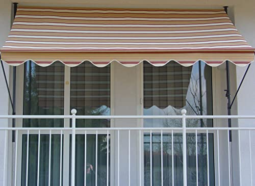 Angerer Klemmmarkise Exklusiv - Markise für Sonnenschutz - Montage ohne Bohren und Dübeln - ideale Balkonmarkise für Mietwohnungen (250 cm, Rost-Beige)