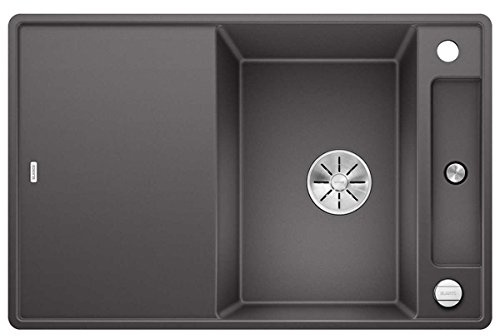 BLANCO AXIA III 45 S-F | Granitspüle aus SILGRANIT felsgrau | mit | [77x50x20,2 cm] | für 45 cm breite Unterschränke | mit Glasschneidbrett | Reinigungsfreundlich | Einbauart: Flächenbündig