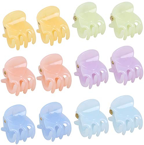 TRIXES Juego de 12 Sujetadores para el cabello - Pinzas con Pinches Estilo Miniatura - 6 Colores Pastel Surtidos