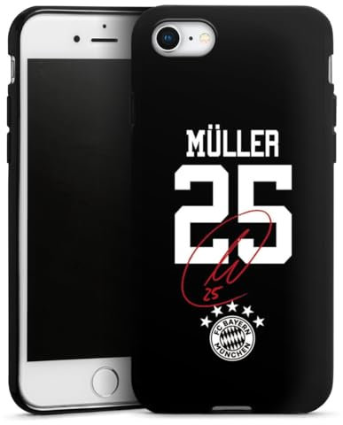 Silikon Hülle kompatibel mit Apple iPhone 7 Case schwarz Handyhülle FC Bayern München FCB Thomas Müller