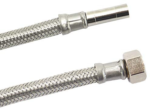 DN8 DVGW Panzerschlauch m. Edelstahlumflechtung 3/8 ÜM x 10mm Rohrstutzen 1000 mm