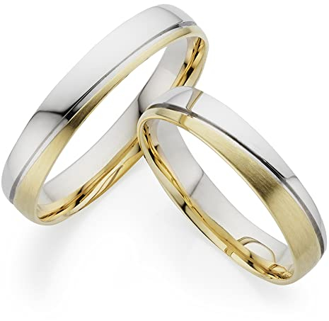 123traumringe 2x Trauringe/Eheringe Weißgold/Gelbgold 333 in Juwelier-Qualität (Gravur/Ringmaßband/Etui)