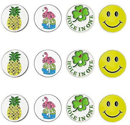 GOLTERS Golfball-Marker, verschiedene Muster, Vorteilspackung von 12 Golf-Geschenken, Golfkappen-Clips und Divot-Reparatur-Werkzeug, Parter-Zubehör-Set für Herren Damen Kinder Golfer, bunt gemischt 01