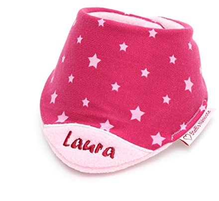 Steffi's Nähkiste Personalisiertes handgemachtes Halstuch Dreieckstuch (Pinke Sterne)