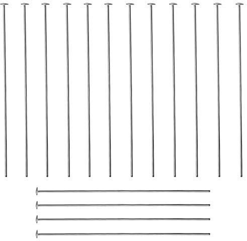 DIY925 20 Stück Nietstifte Kopfstifte 925 Sterling Silber 70mm x Ø 0,5mm x 1,8mm Kopf Prismenstifte für Ohrhänger Schmuckherstellung