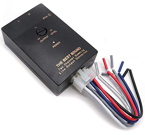 Greluma 1 Pezzi Car RCA Audio Convertitore di Uscita di Linea da Alto a Basso a 2 Canali con Livello Subwoofer Regolabile per Amplificatore per Auto