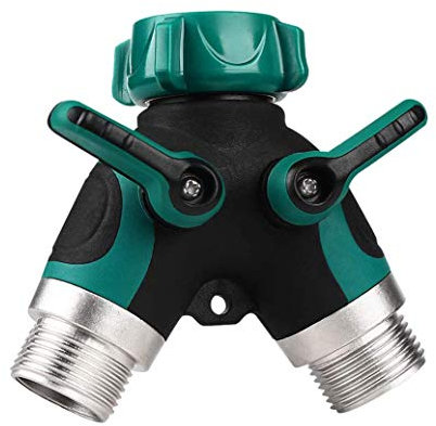 Shiwaki 1 in 2 Vie sdoppiatore per Tubo da Giardino, connettore per Tubo Flessibile per valvola a Y per Uso Esterno, Comodo Adattatore per Rubinetto con Impugnatura gommata shunt a Doppio Passaggio
