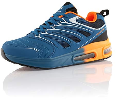 Fusskleidung® Damen Herren Sportschuhe Dämpfung Sneaker leichte Laufschuhe Blau Orange EU 39