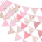 G2PLUS 12m Wimpelkette Blumen Stoff, Rosa Stoff Wimpel Girlande, Lange Gartendeko Bunting, Stoffgirlande mit 42 STK Groß Blumen Wimpeln für Haus und Garten Deokration