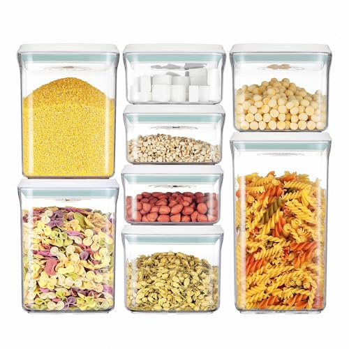 M2 OUTLET Vorratsdosen-Set: 8-teiliges Lebensmitteldosen-Set zur Aufbewarhung von Lebensmitteln, luftdicht verschlossen (Größe der Frischhaltedosen: 3x 0,48L / 2x 0,85L/ 2x 1,5L / 1x 2L)