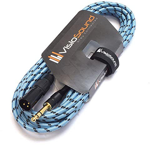 VisioSound Male XLR to 6.35mm Stereo TRS Jack Lead/Balanced Signal/Audio Speaker Cable (6m, Blue/Black)