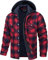 TACVASEN Herren Warm Baumwollhemd Long Sleeve Hoodie Dicken Hemd Wattiert Trachtenhemd Holzfällerjacke, Rot, L