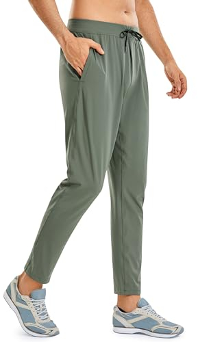 CRZ YOGA Herren Leicht Joggerhose Slim Fit Casual Jogger Sporthose Freizeithose Trainingshose mit Taschen - 76cm Grauer Salbei M