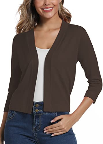 EXCHIC Donna Elegante 3/4 Maniche Bolero Cardigan Corto Open Front Maglioni Coprispalle