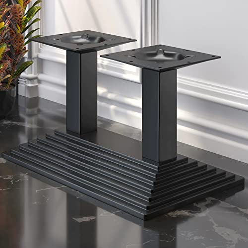 GGMMÖBEL Pyramide Lounge Doppel Tischgestell | Bodenplatte: 40 x 73 cm | Gesamthöhe: 40 cm | Schwarz | Bistro Loungetisch Gestell