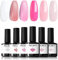 Modelones Vernis Gel Semi Permanent Transparent Rose Blanc Set, Vernis à ongles Semi Permanent Nude Naturelle Couleur pour Manicure Lampe UV Ongle Complet