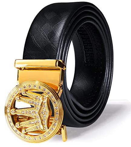 Barry.Wang Herren Mode Gürtel Tier automatische Schnalle Cuttable Ratschengürtel aus echtem Leder für Männer Geschenkbox