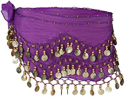 SOIMISS Bauch Tanz Tuch Paillette Chiffonschal Lila Bauchtanz-hüfttuch Süßer Bauchtanzrock Mit Paillettenmünzen Chiffon-bauchtanzkostüm Für Frauen Damen Schal Kleider Tanztuch Damen