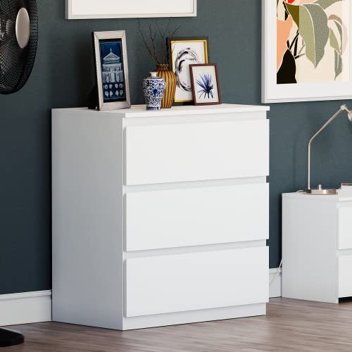 Vida Designs Denver 3 Drawer Chest of Drawers White - Modern Wooden Storage Unit