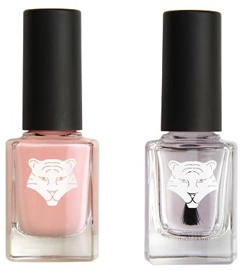 ALL TIGERS - Lot de 2 vernis - Base & Top Coat transparent et Rose Pétale 102 - Vernis à Ongles Vegan - Ingrédients Naturels & Bio-sourcés - Brillance & longue tenue - 2x11ml…