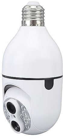 Dual Lens Indoor Pan Tilt Smart Security Camera, WiFi Panoramic Al Human Tracking Light Bulb Camera, with Night Vision, Two Way Audio