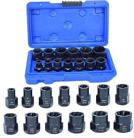 DOITOOL 1 Set Kit Rimozione Dado Dispositivo Di Rimozione Del Bullone Arrotondato Estrattore Di Dadi Ad Alette Strumento Di Rimozione Del Dado Ad Alette Addominali Presa Smontare