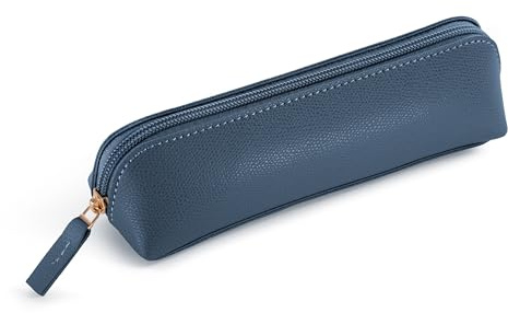 Miquelrius - Ovales Federmäppchen, 1 Fach, Größe 190 x 55 x 30 mm, Außenmaterial und Griff aus Kunstleder, Reißverschluss, Marineblau, 192 x 55 x 30 mm, MR19204 Federmäppchen, oval, Marineblau