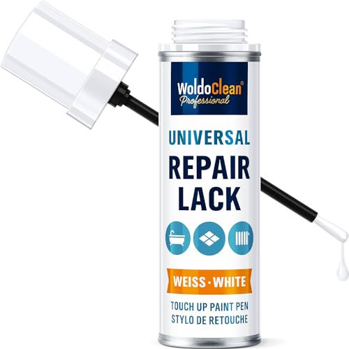 Pintura de retoque universal, brillante, blanco, 12 ml, para pequeñas reparaciones, metal, madera, plástico, ventanas, marcos, puertas, puertas