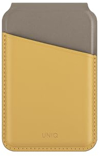 UNIQ LYDEN DS RFID-Blockierender magnetischer Kartenhalter mit Ständer, Kanariengelb/Feuersteingrau, Magnetischer Kartenhalter mit Ständer