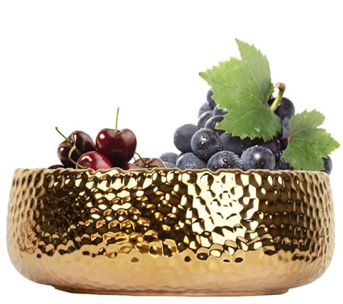 LOUIE SILNA 24cm Salad Bowls Large Fruit Bowl,Gold Home Decoration Bowl, Kitchen Counter - Sparkling