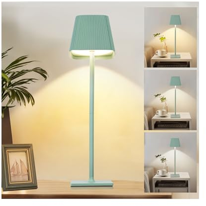 Elitlife Lampada da tavolo da 6000 mAh, dimmerabile, con batteria, lampada da tavolo, senza fili, verde, lampada da tavolo a LED, ricaricabile, luce bianca calda (2700 k-6500 k), lampada da tavolo