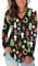 AUSELILY Women's Long Sleeve Tops V-Neck Jumpers Causal Button Down Sweatshirts Loose Henley T Shirt Blouse(Christmas Tree Gloves,L)