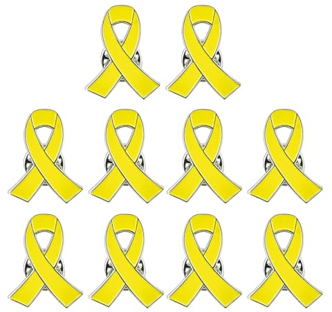 NVOQILIN Lot de 10 broches en forme de ruban jaune - Épingles élégantes pour femme - En émail