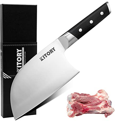 Kitory Serbisches Metzgermesser Hackmesser aus Deutschem hochwertigem Edelstahl, Scharfes Küchen Fleischerbeil Ausbeinmesser mit Ergonomischem Pakkaholz Griff