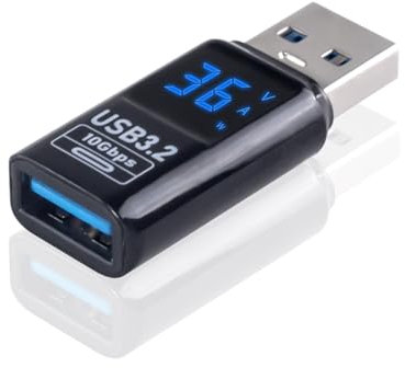 Poyiccot USB Extension Adapter with LED Digital Display, USB Male to Female Adapter USB 3.2 Type A Extension Adapter for Smart Digital Tester Compatible with Laptop, Keyboard,Flash Driver, 1Pack