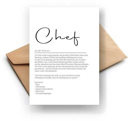 Lustige Chef Definitions-Klappkarte, Humorvolle Grußkarte für Vorgesetzte, Perfektes Geschenk für den Boss
