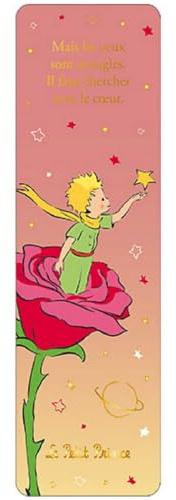Lesezeichen aus Papier, KIUB Der kleine Prinz auf der Rose, sucht Sterne (54 x 172 mm)