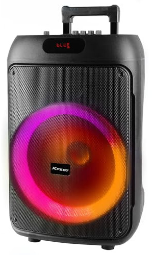 Trevi XFest XF 380 KB Wireless Speaker 50 W, tragbarer Lautsprecher mit Mikrofon mit Kabel, Eingänge, USB, Micro SD, AUX-IN, TWS-Funktion, Karaoke Party Lautsprecher mit integriertem Akku