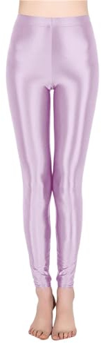 Generisch Leggins marroni da donna, leggings da allenamento, pantaloni lucidi, collant da yoga, pantaloni corti da donna, Lilla, XL
