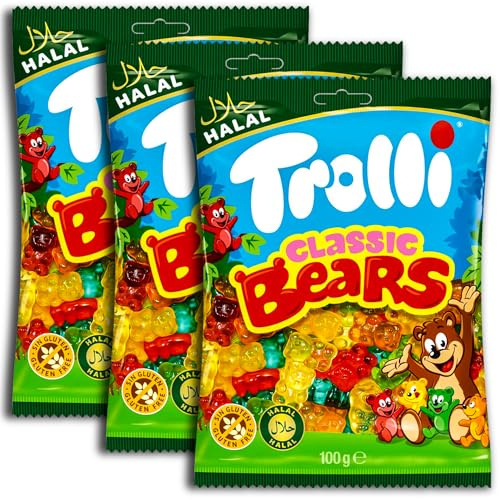3 er Pack Trolli Classic Bears 3 x 100g Gummibonbons mit Halal-Zertifizierung