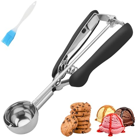 Kleine Keksschaufel 1 Esslöffel, Größe #60 Keksteigschaufel, Edelstahl-Eisportionierer mit Auslöser, zum Backen von kleinen Keksen, Fleischbällchen, Melonenbällchen