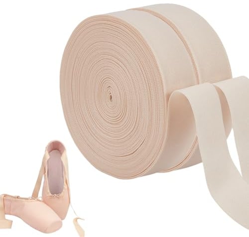 OLYCRAFT 20 m Elastisches Ballett Spitzenschuhband 22mm Satin Stretchbandrolle Minimalistisches Ballett Elastikband Spitzenschuhbandrollen Für Damen Ballettschuh Zubehör