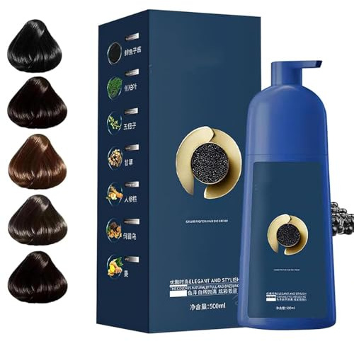 Qiweitang Haarfärbeshampoo, Kaviar-Haarfarbe Creme, Qiweitang Haarfärbeshampoo Schwarzbraun für Damen und Herren, deckt graues Haar ab (Kastanienbraun)