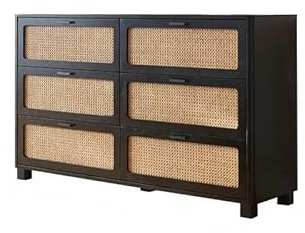 GFHTRELY Buffetschrank im Wabi-Sabi-Stil, Esszimmer-Sideboard, Schublade, Rattan, Veranda, Holzschrank, Sideboard